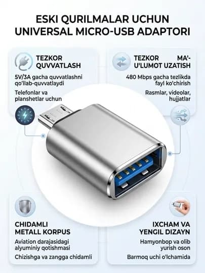 USB-C HUB, многофункциональный адаптер с портами USB 3.0, USB-C, HDMI, SD и MicroSD — ALCHINA-OTG2-CЕРМЕЛ