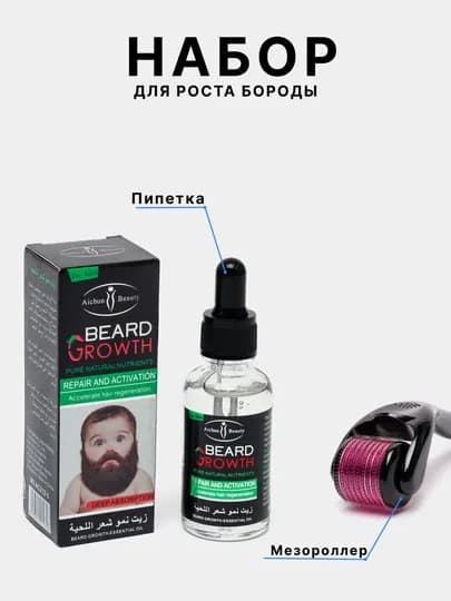 Масло для роста бороды и волос Beard Growth, эффект миноксидила — SABISHO-CHAQLOQ-ОРАНЖ