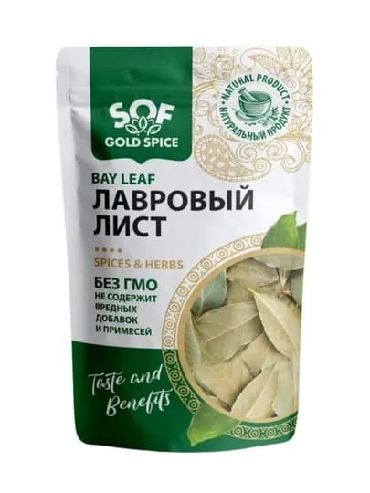 Лавровый лист Sof Gold Spice отборный цельный 20 г — DZR-LAVR-LAVR80