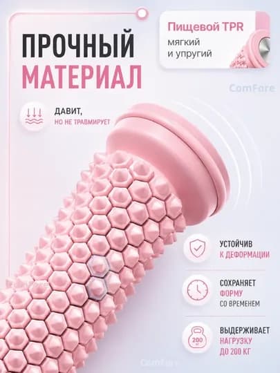 Массажер для ног, тела и спины, роликовый, валик для спины и стоп — PS-ВАЛМАССАЖ-РОЗОВ