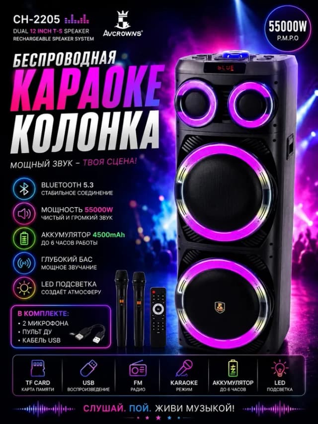 Портативная колонка Sing-E AvcrownsCH-2205, чёрный