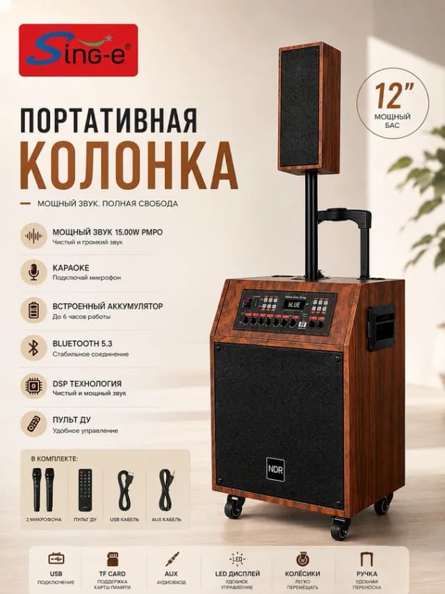 Портативная колонка NDR NDR-Q212 DSP Active Line Array12, чёрный