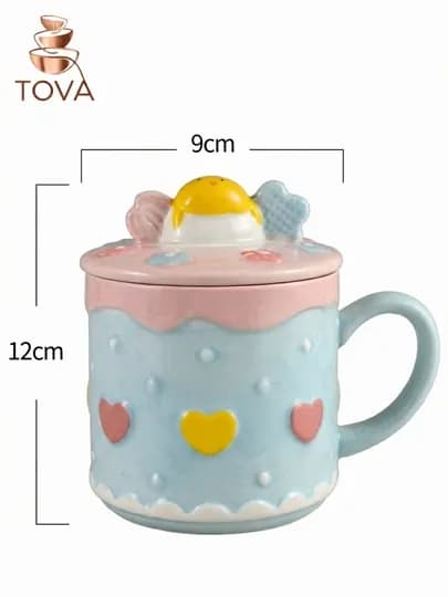 Керамическая кружка с крышкой, 370 мл — BARTOVA-MUGS-ГОЛУБ