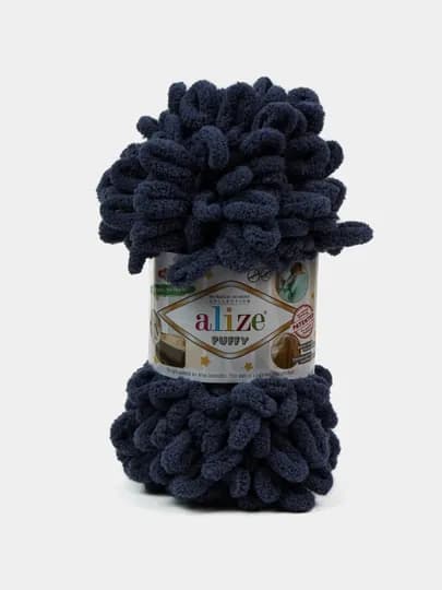 Пряжа Alize Puffy с большими петельками, однотонная — KARTOPU-ALPUF12-СИНМЕЛ