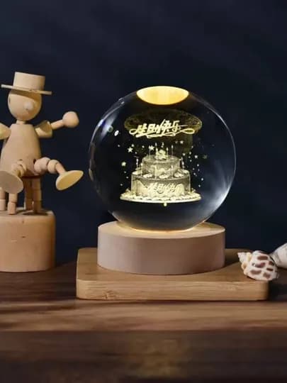 Хрустальный шар-ночник 3D, антистресс, настольный стеклянный светильник, 6 см — SVETL00-SVETILNIK12-БОРДОВ