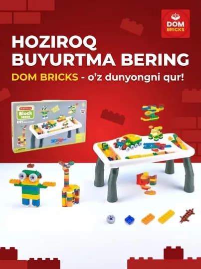 Детский развивающий стол-конструктор DOM BRICKS для девочек, 69-268 деталей — УХТЫ-КОНСТОЛ-ГОЛУБ