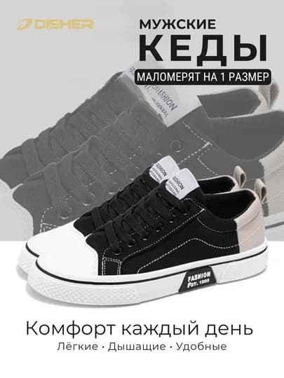 Кеды мужские DISHER Calvion для школы, учебы и работы — DISHOES-D98-ЧЕРН-41