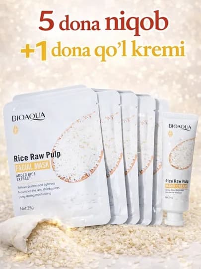 BIOAQUA Rice Raw Pulp маска для лица – интенсивное увлажнение с экстрактом риса — VITABEE-SKUMASKA