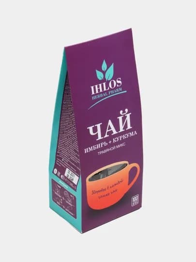 Чай листовой черный (Травяной микс) имбирь + куркума Ihlos, 100 г — SHAKAR-P05AA3D