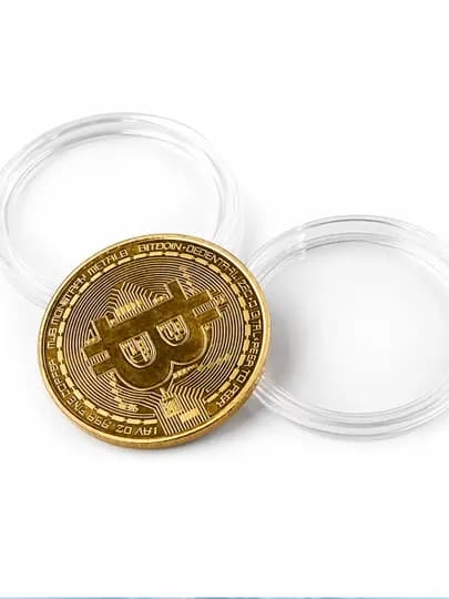 Сувенирная монета "Bitcoin", криптовалюта в пластиковом контейнере — KUMALL-BITCOIN