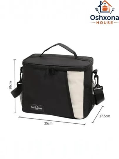 Сумка для обеда, термосумка Lunch Bag, изотермическая, для еды, с удобной ручкой — OWHOUSE-SUMKAKOTTA-ЧЕРН