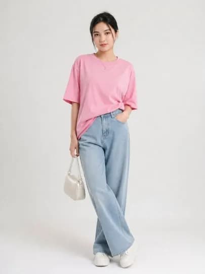 Премиальная oversize футболка для женщин, из 100% хлопка, унисекс casual basic — YUMABOO-QIZFUD1-РОЗОВ-M