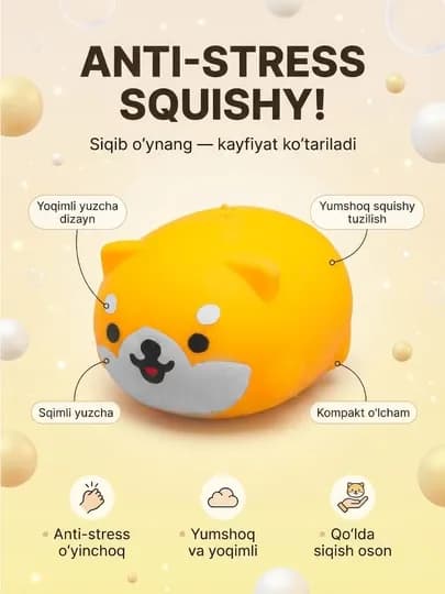 Антистресс сквиши игрушки для малышей — детский игрушки — ALLZIYO-ANTISTRESS-ГОРЧИЧ-kichik
