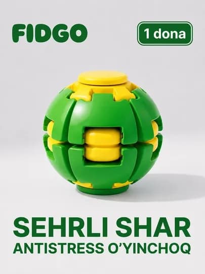 Игрушка антистресс Магический шар FIDGO, фиджет болл для детей и взрослых, спиннер — УХТЫ-ПОПИТКА-ЛАЙМ