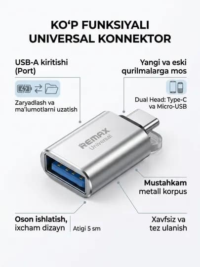 USB-C HUB, многофункциональный адаптер с портами USB 3.0, USB-C, HDMI, SD и MicroSD — ALCHINA-OTG2-CЕРМЕЛ