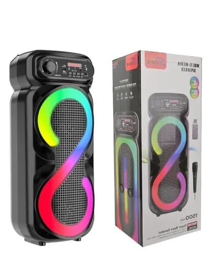 Портативная Bluetooth колонка с микрофоном караоке RGB LED — KALONK1-KALONKALARY4-ХРОМ