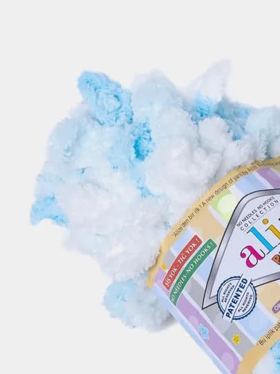 Пряжа Alize Puffy с большими петельками, разноцветные цвета — KARTOPU-ALPUFY4-НГОЛУБ