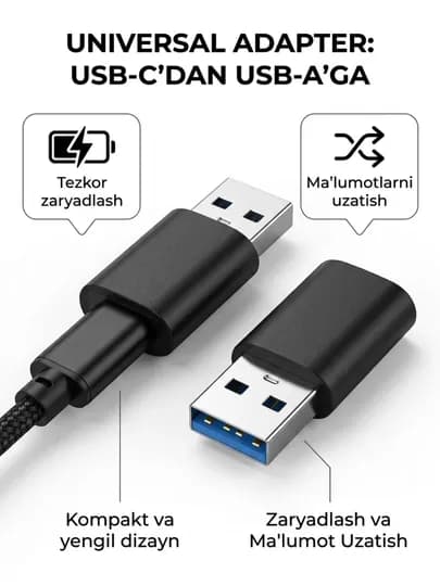 USB-C HUB, многофункциональный адаптер с портами USB 3.0, USB-C, HDMI, SD и MicroSD — ALCHINA-OTG2-ЧЕРН