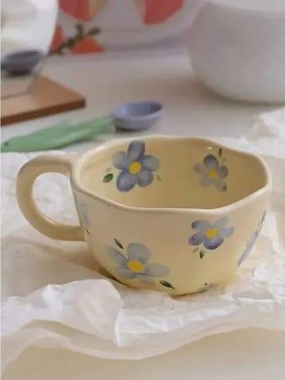 Керамическая кружка с цветочным рисунком, кружка для чая и кофе, эстетичная чашка, подарок — BOON7-GULLICHASHKA-ПЕСХАКИ