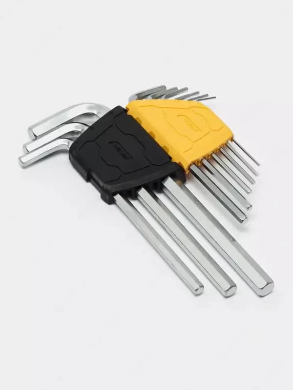 Набор шестигранных ключей (длин. плоск.) ”Deli Tools” 9 шт., 1.5-10 мм (Арт. - EDL3590)