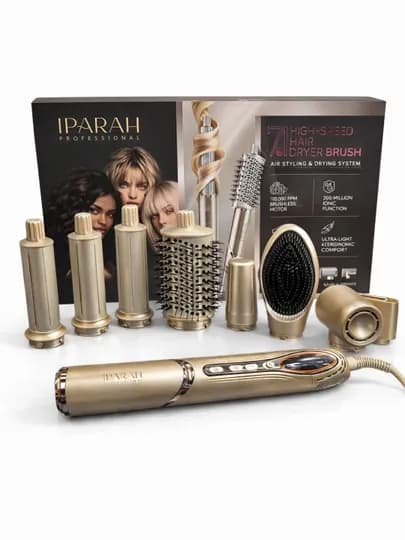 Профессиональный фен-стайлер LED-дисплей, 8 на 1 с прической для волос, 1600 Вт — SHOPNAZ-PRFENN77-БЕЖМЕЛ