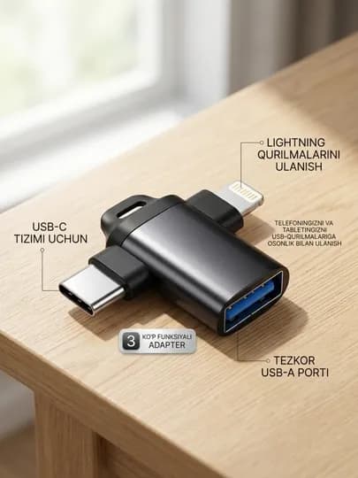USB-C HUB, многофункциональный адаптер с портами USB 3.0, USB-C, HDMI, SD и MicroSD — ALCHINA-OTG2-ТЕМНСЕР