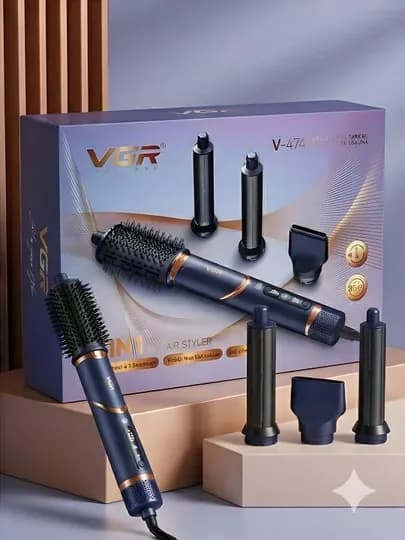 Профессиональный фен стайлер для волос 7 в 1 с насадками — FLV-VGR477-ФИОЛЕТ