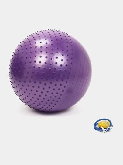 Мяч для фитнеса и йоги пол шипом, Fitball, с насосом, 75-85-95 см — 1000000-POLSHIP-ФИОЛЕТ-75