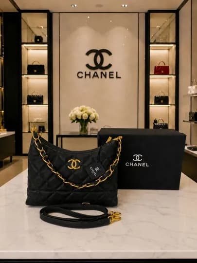 Элегантная сумка-хобо через плечо для женщин - в стиле Chanel — MUNSUMK-CHANEL8173-ЧЕРН
