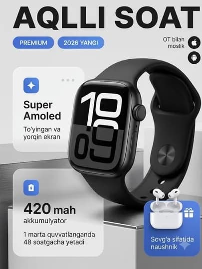 Smart Watch x series, умные часы, для мужчина и женщины — AKTECH1-TOPLAM222-CЕРМЕЛ