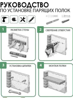 Навесные полки – МДФ, деревянная полка, настенная полка, мебель, книжная полка, Россия — IRODAS-POLKAC-СЕРЫЙ-polka2-polka20