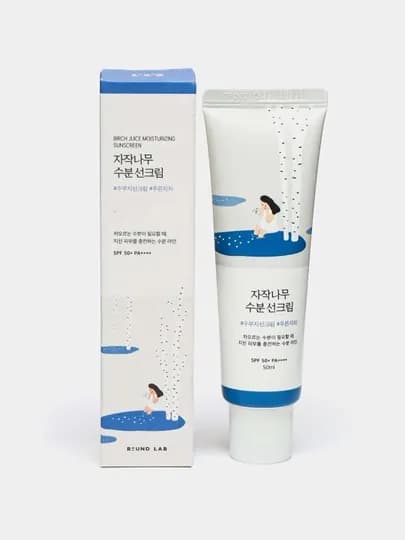 Солнцезащитный крем Round Lab Birch Juice Moisturizing SPF50 — KOREAOR-ROUNDLABSPF50-ГОЛУБ