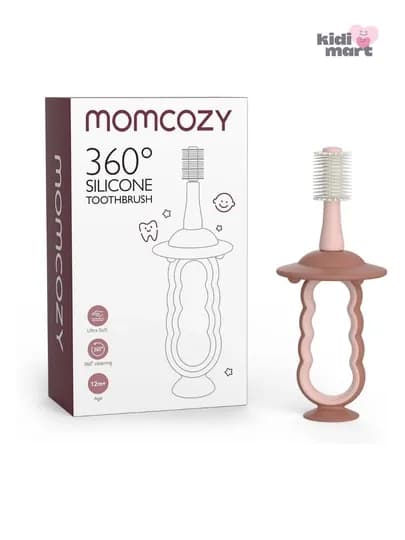 Momcozy TB002 детская силиконовая зубная щетка 360° с ограничителем — AVENT-TB002-РОЗОВ