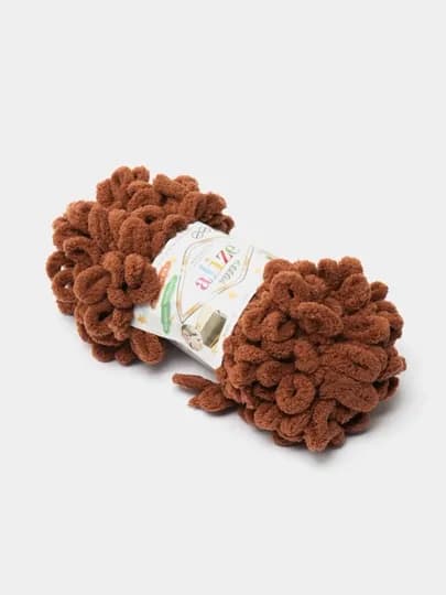 Пряжа Alize Puffy с большими петельками, однотонный — KARTOPU-ALPUFY2-КОРИЧН