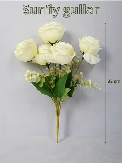 Искусственные цветы, для подарка, букетов и декора, 28-45 см — FINSHOP-ZUKH12-МОЛОЧ