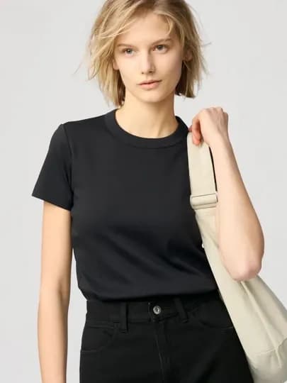 Футболка базовая под UNIQLO, из очень мягкой ткани, стандартная — MELADY-UNIQLO-ЧЕРН-Freesize