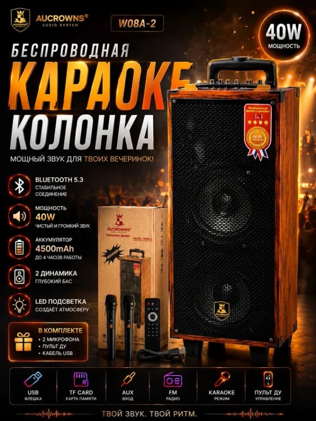 Портативная колонка Sing-E Avcrowns W08A-2 чёрный