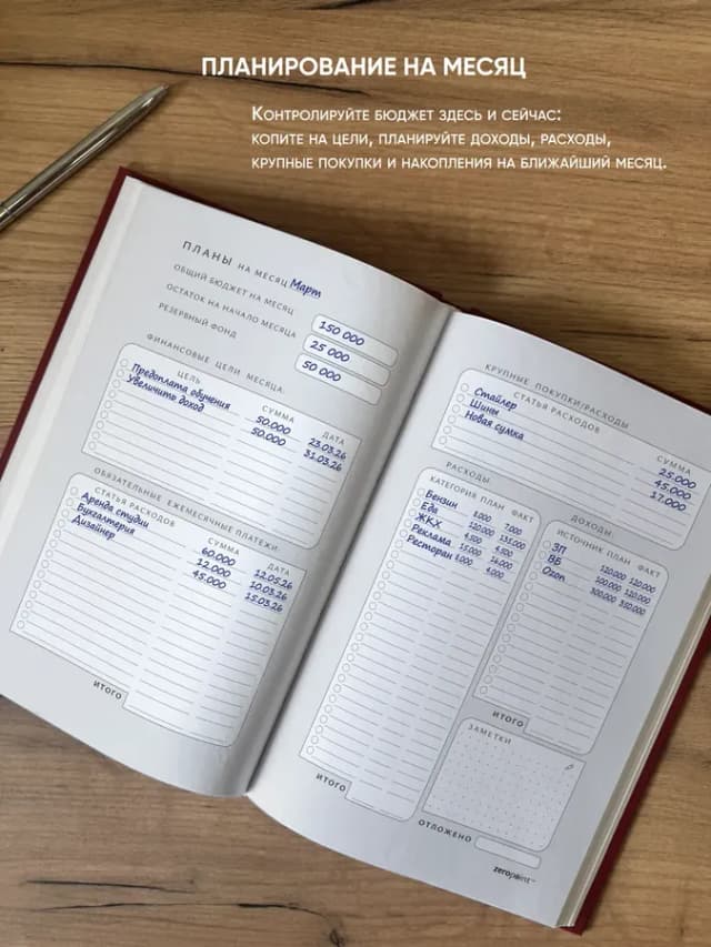 Планировщик бюджета, финансовый блокнот на год