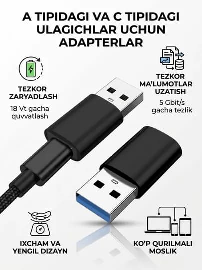 USB-C HUB, многофункциональный адаптер с портами USB 3.0, USB-C, HDMI, SD и MicroSD — ALCHINA-OTG2-ЧЕРН