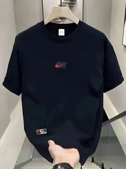 Мужская футболка Nike с короткими рукавами, 100% хлопок, нашивкой и графическим логотипом — WEARLY-NIKETSHIRT-ЧЕРН-XXL