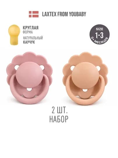 Пустышка соска, 2 шт в комплекте, каучук, круглая форма, без BPA, с 0–18 мес, вентиляция — KENZ0-MUMLOVA-РОЗОВ-0