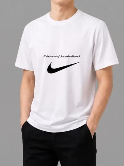 Мужская хлопковая футболка с принтом NIKE, свободная, повседневная, короткий рукав — OQLAVHA-HOPRT080318261201-БЕЛЫЙ-XL