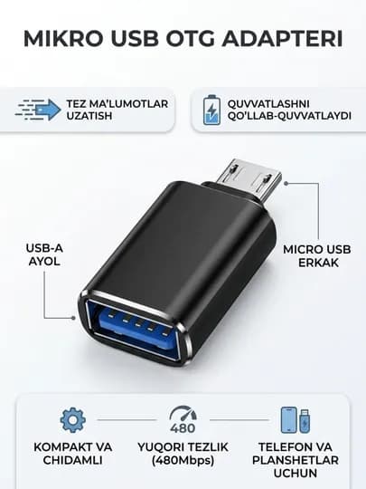 USB-C HUB, многофункциональный адаптер с портами USB 3.0, USB-C, HDMI, SD и MicroSD — ALCHINA-OTG2-ЧЕРНСТЕ