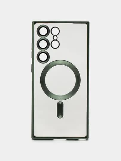 Чехол MagSafe для Samsung S20/21/22/23/24 Plus/Note/Fe/Ultra прозрачный, силиконовый — SHARKUZ-SMMAGSY-ЗЕЛЕН-SMS23P