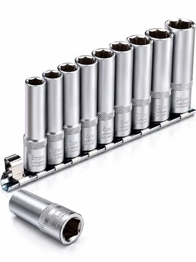 Набор удлиненных торцевых головок 1/4, шестигранные, CrV, 10 шт, 4-13 мм — AUTOTOL-ГОЛОВКА