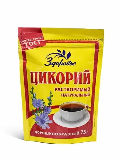 Цикорий растворимый Здоровье натуральный, порошкообразный, 75 г — TCFSHOP-ZDOROVY75