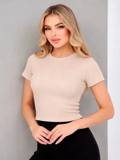 Женская футболка, кроп топ, AUNA — COSTUME-FUTJENKR-БЕЖМЕЛ-Freesize-4850LXL