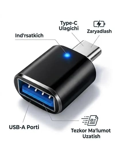 USB-C HUB, многофункциональный адаптер с портами USB 3.0, USB-C, HDMI, SD и MicroSD — ALCHINA-OTG2-УГОЛЬН