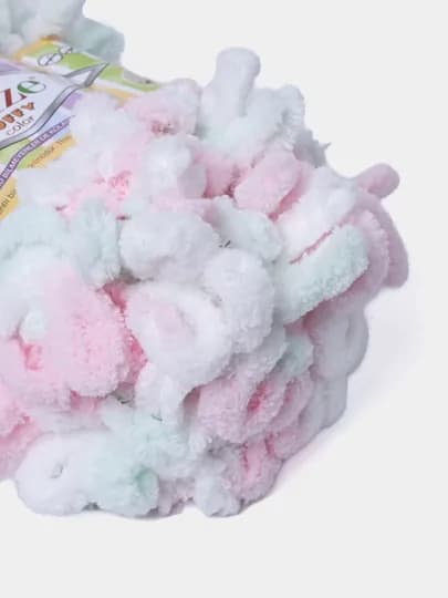 Пряжа Alize Puffy с большими петельками, разноцветные цвета — KARTOPU-ALPUFY4-МЯТН