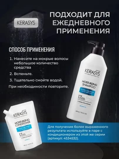 Шампунь для всех типов волос, против перхоти и выпадения волос, Kerasys - Корея, 400 мл — KS-CLINIC400-ЛАЗУР